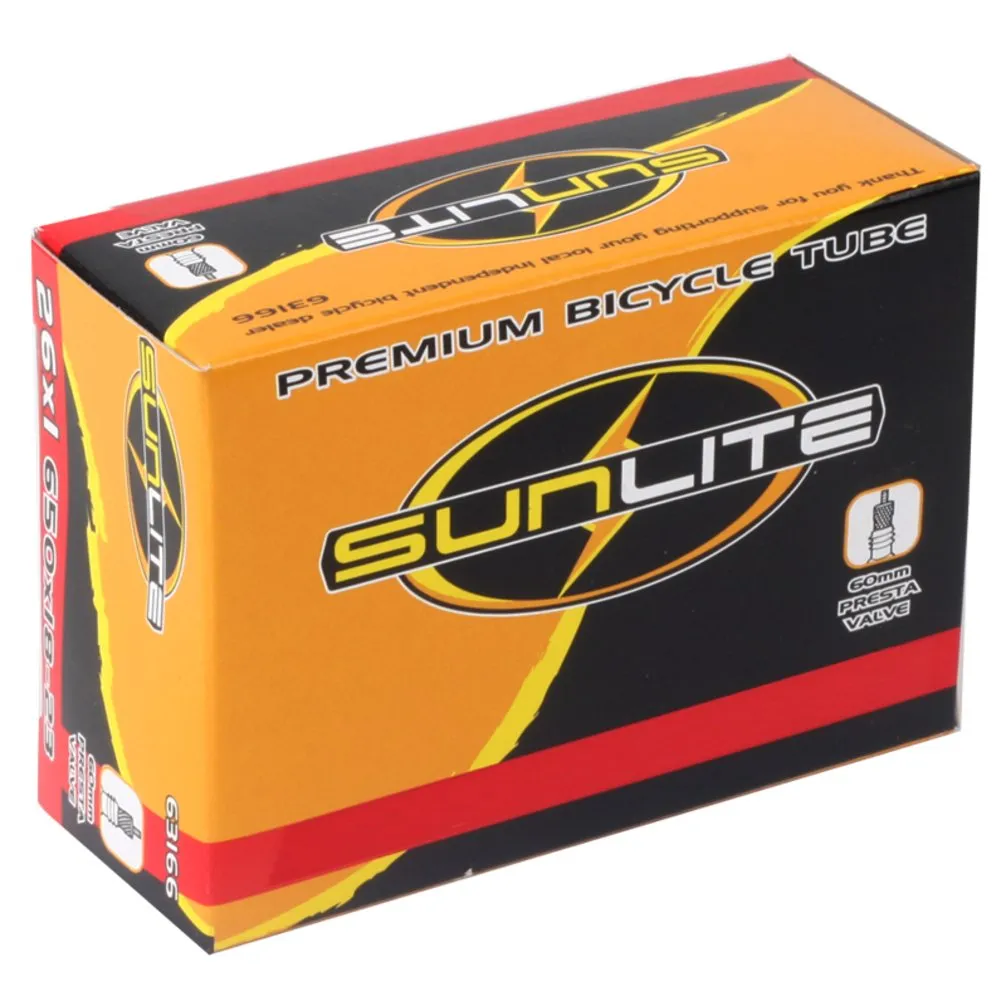 Sunlite Standard Presta Valve Tubes 650c x 18-23 (26 x 1) / 48mm Black Quality Bicycle Tires