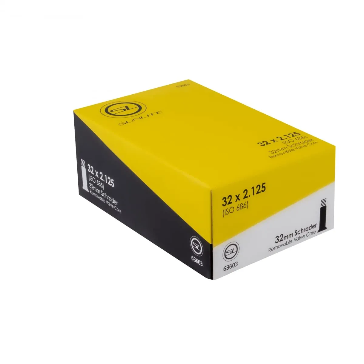 Sunlite Standard Schrader Valve Tube 12.5 x 2.25' - Butyl Rubber, 32mm Valve, Perfect for Bicycles