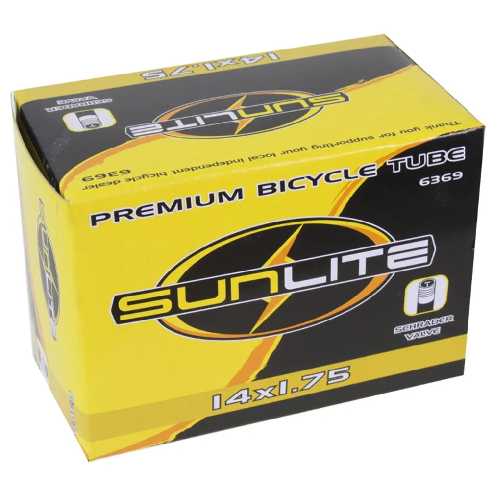 Sunlite Standard Schrader Valve Tubes 14 x 1.75, 32mm Valve - Durable Black Bicycle Tubes