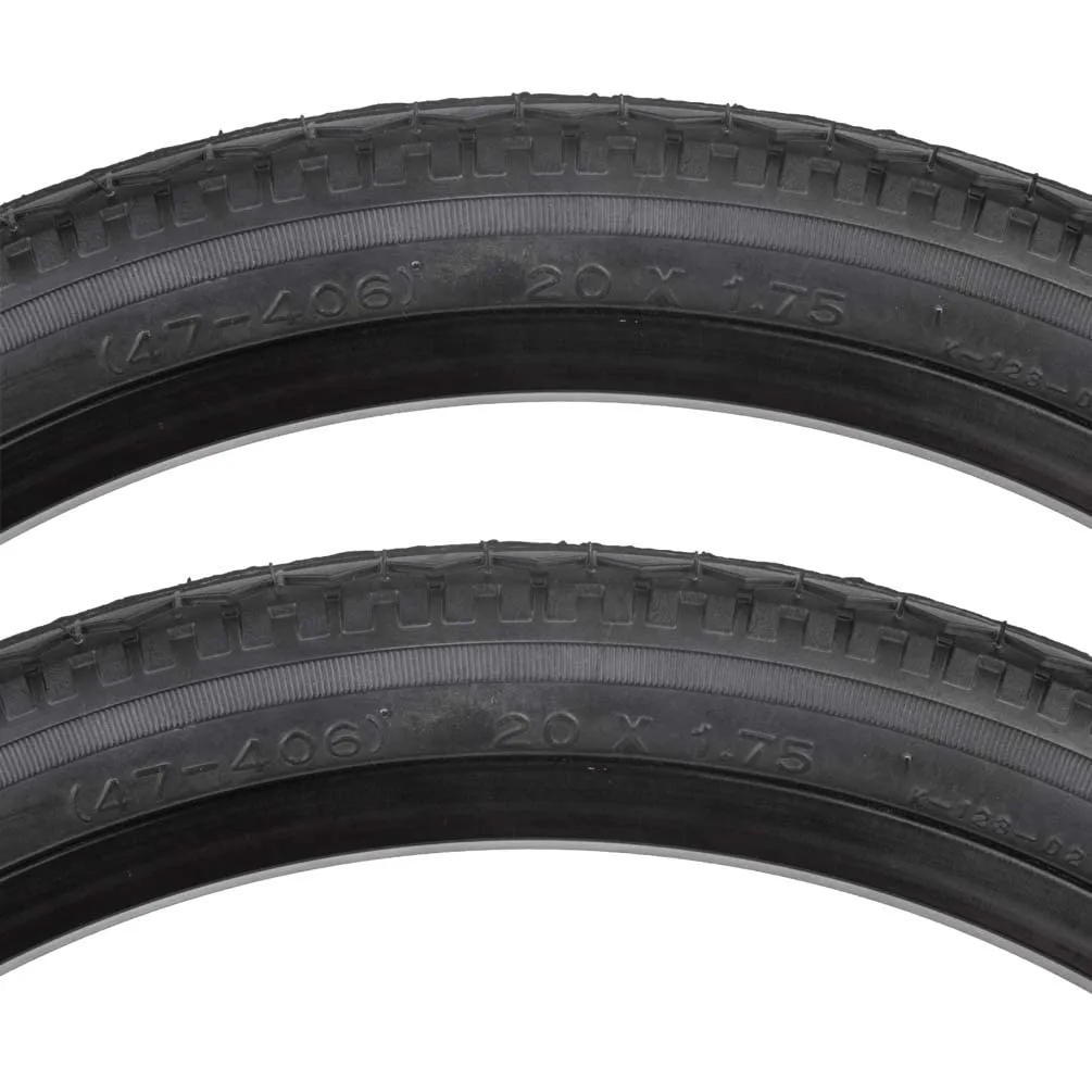 Sunlite Street Black Urban Recreational Road Cruiser Dirt Bike Tire Pair 20 x 1.75