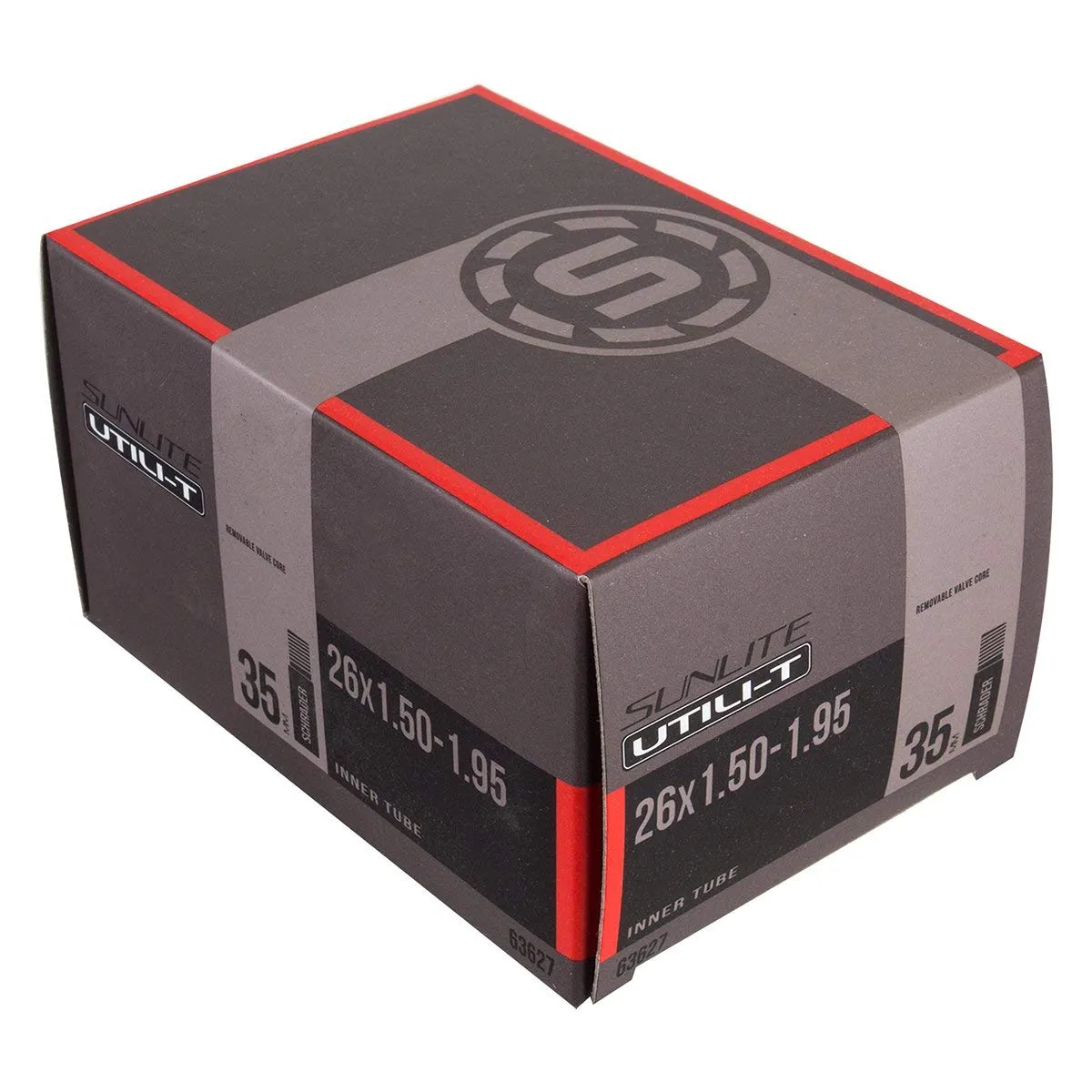 Sunlite Utili-T 26' x 1.50-1.95' Bicycle Tube with 35mm Schrader Valve - Durable, Economical Replacement