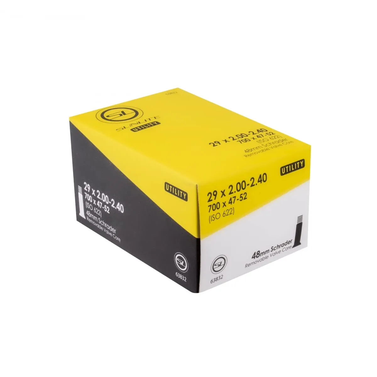 Sunlite Utili-T 29 x 2.00-2.40 Tube with 48mm Schrader Valve, Fits 700 x 47-52, Butyl Rubber