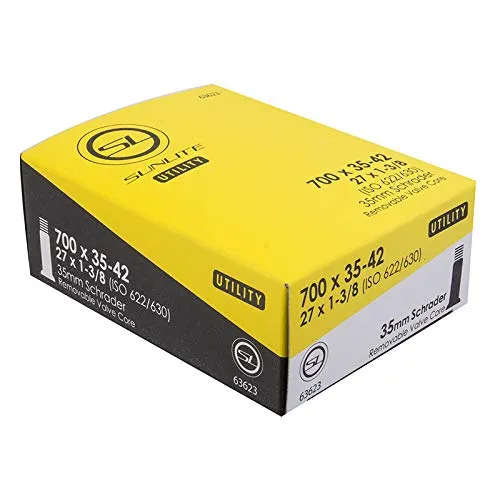 Sunlite Utili-T Bicycle Tube 700 x 35-42 with 35mm Schrader Valve - Durable & Economical