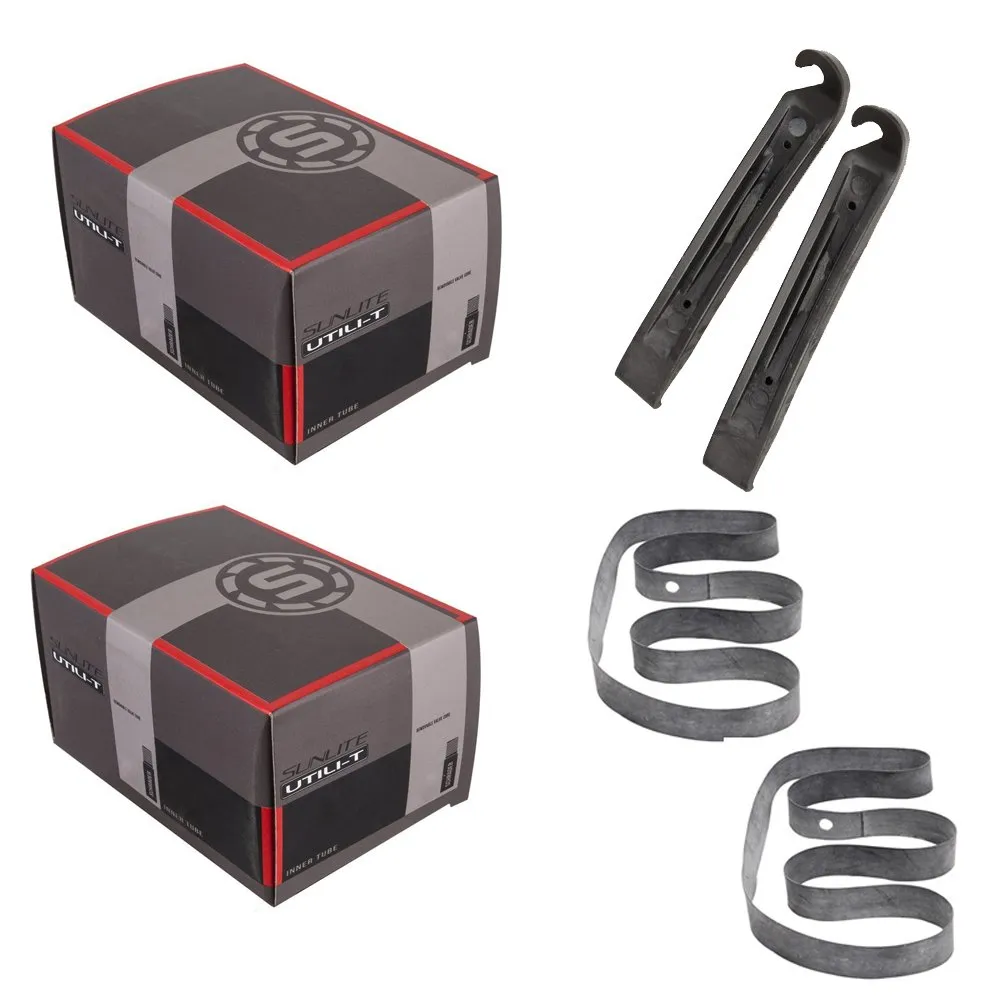 Sunlite Utili-T Inner Tube 700 x 35-40mm with 48mm Schrader Valve - 2 Pack Bicycle Kit