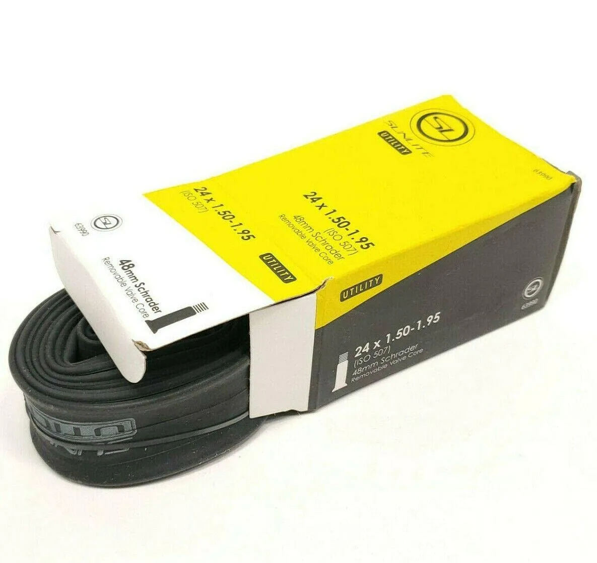 Sunlite Utili-T Standard Bicycle Tube 24x1.50-1.95 with 48mm Schrader Valve for Easy Replacement