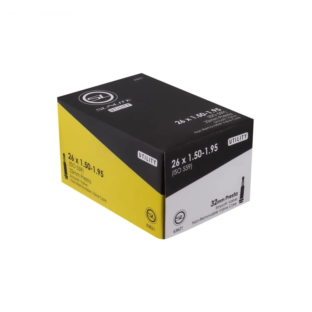 Sunlite Utili-T Standard Presta Valve Tubes 26 x 1.50-1.95' / 32mm, Black - Economy Quality