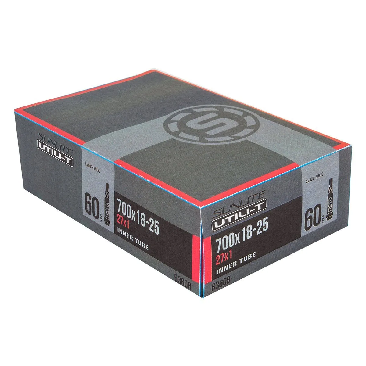 Sunlite Utili-T Standard Presta Valve Tubes 700 x 18-25 (27 x 1) / 60mm, Durable Black Economy
