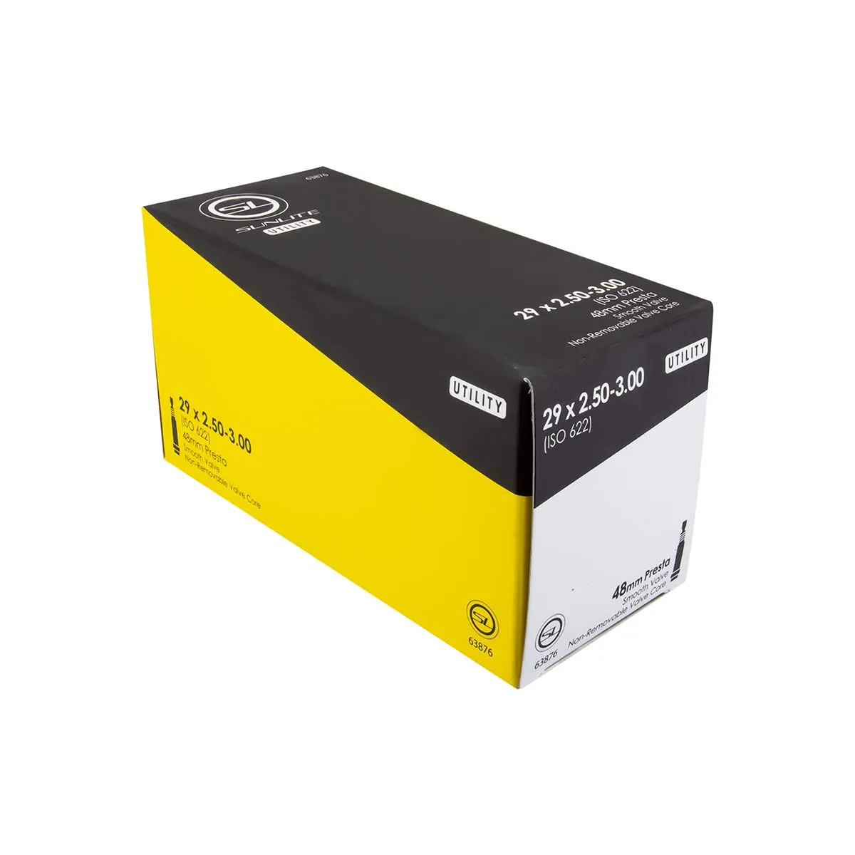 Sunlite Utili-T Standard Presta Valve Tubes, Black (29 x 2.50-3.00 48mm) - Multiple Sizes Available