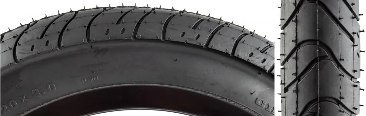Sunlite UtiliT Seaside Fat Bike Tire 20x3.0 Black/Black with Smooth Treads for Wet Traction