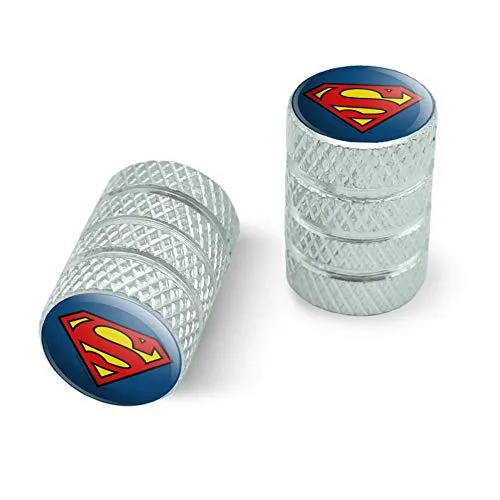 Superman Classic S Shield Logo Aluminum Valve Stem Caps for Motorcycle & Bicycle Rims