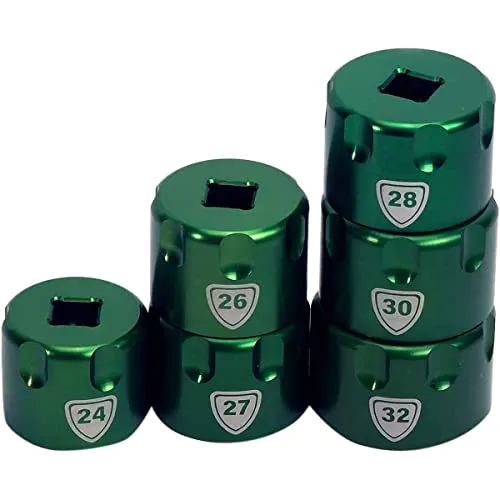 Suspension Top Cap Socket Set Green - 6-Piece Set (24-32mm) for Bicycle Maintenance