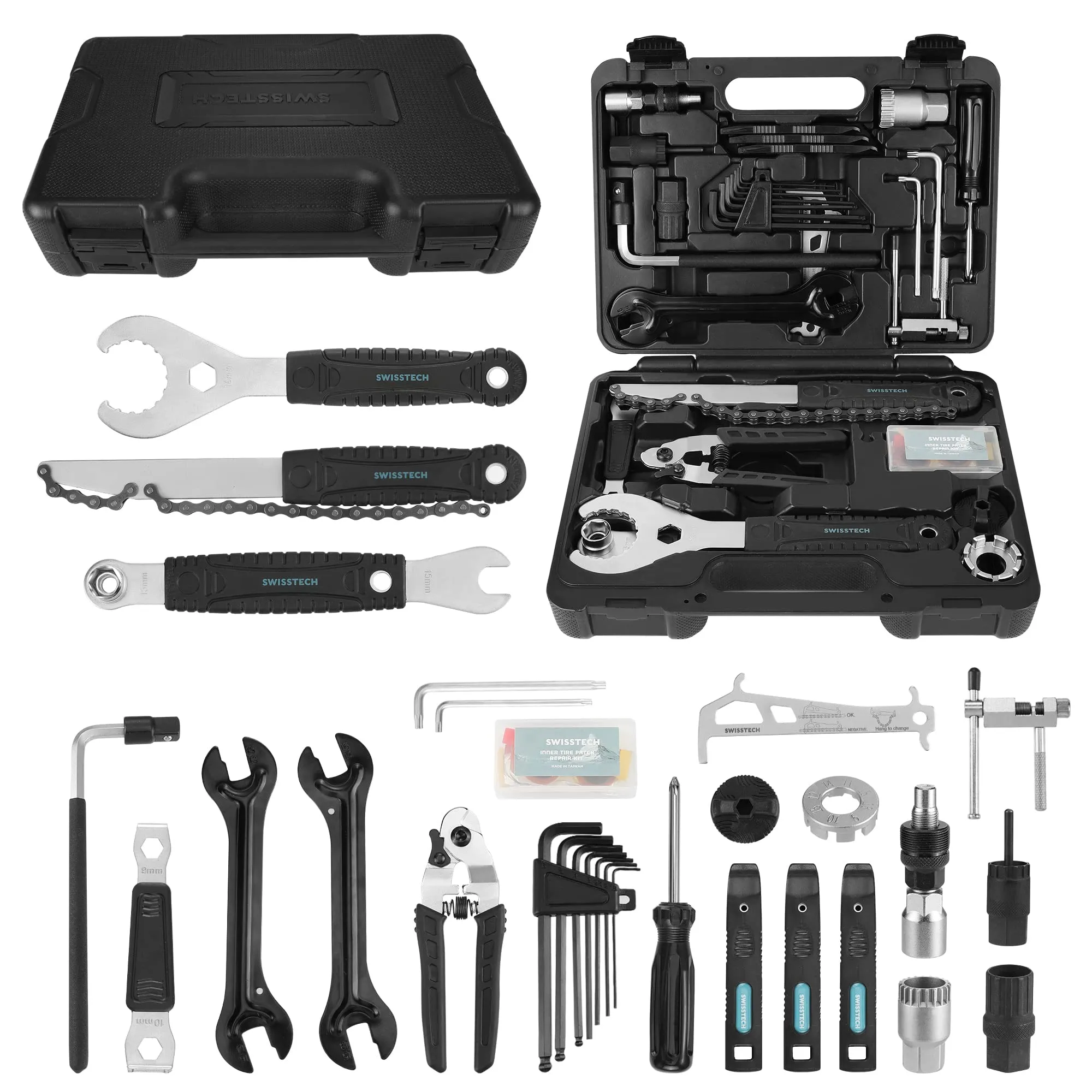 Swiss+Tech 30-Piece Bike Repair Tool Kit for Mountain/Road Bikes with Durable Storage Case