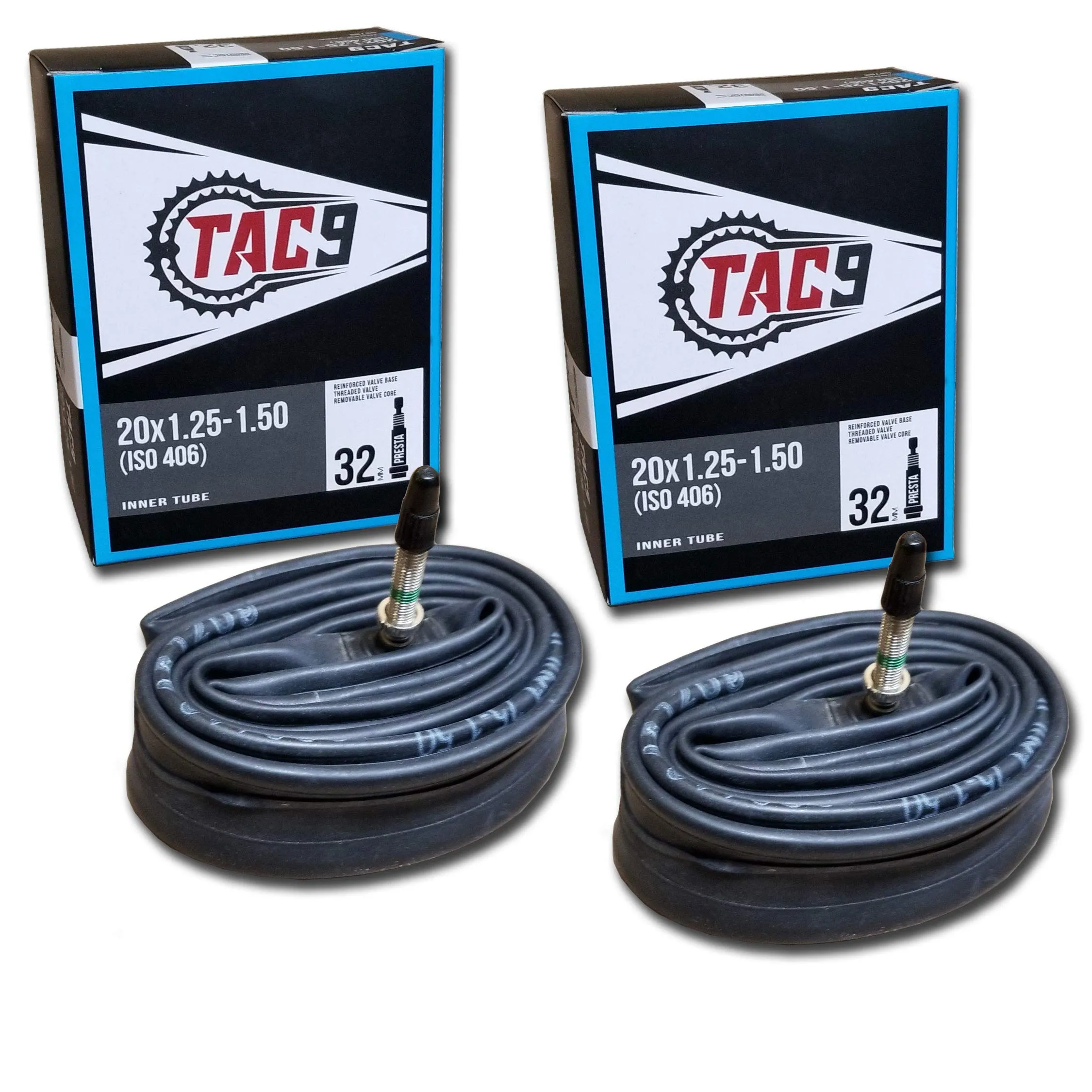 TAC-9 Bicycle Inner Tube 20' x 1.25-1.50' PRESTA Valve 32mm - Quality Butyl Tube with Reinforced Valve