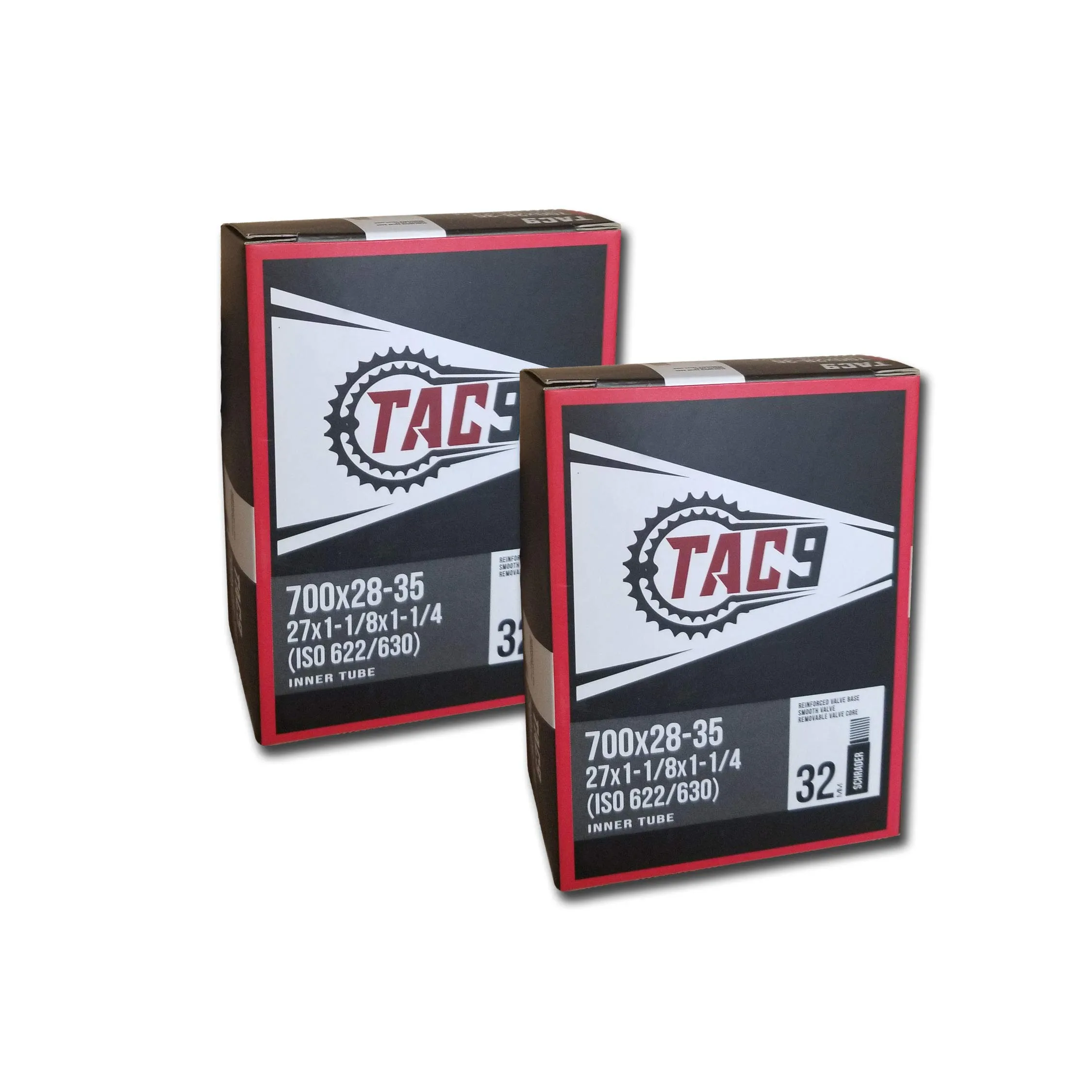 TAC-9 Bicycle Inner Tube 700c x 28-35, Regular Schrader Valve 32mm, 2 Pack or Single Pack Options