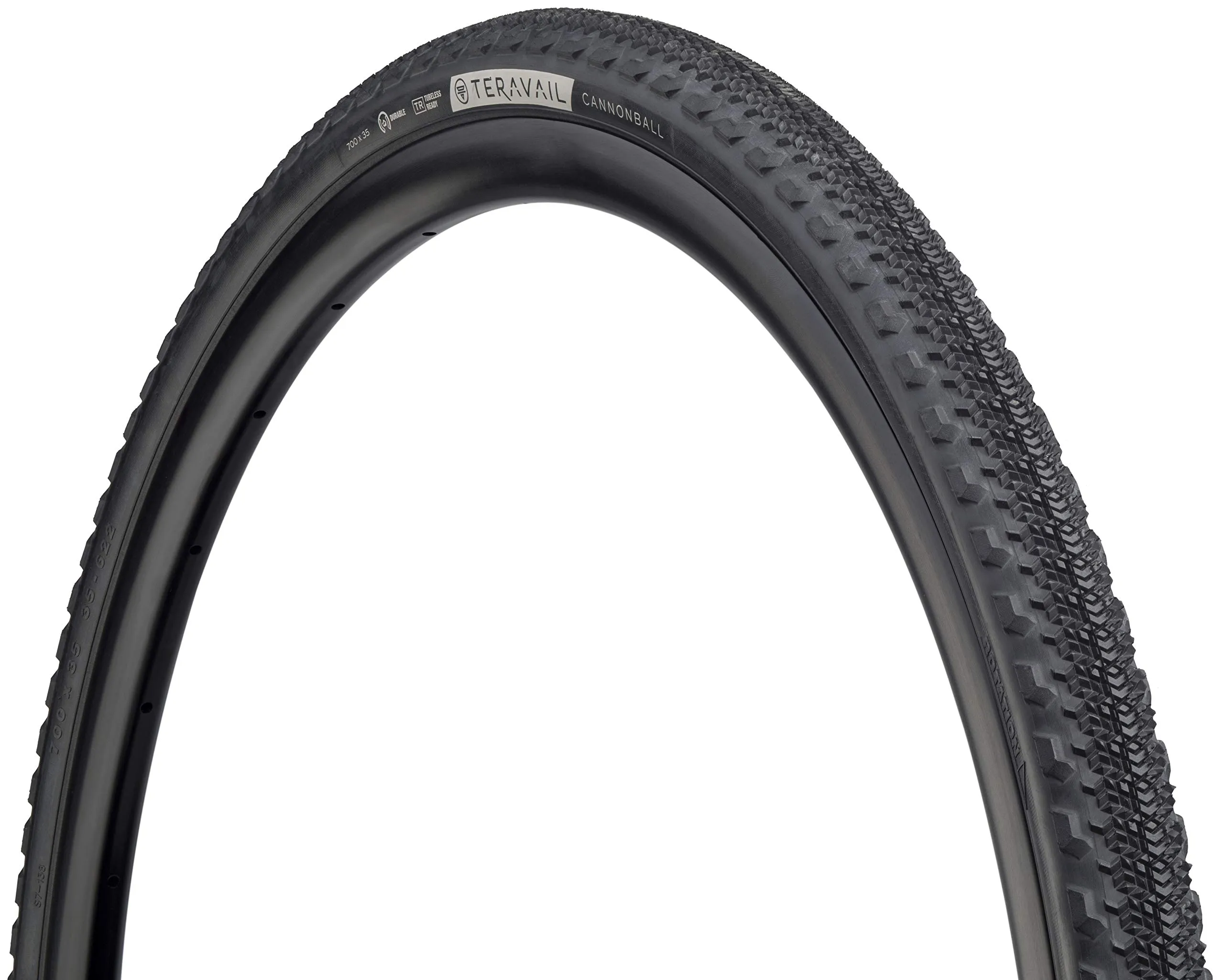 Teravail Cannonball Bicycle Tire 700x35 - Light & Supple, Black Sidewall, 60tpi for Smooth Rides