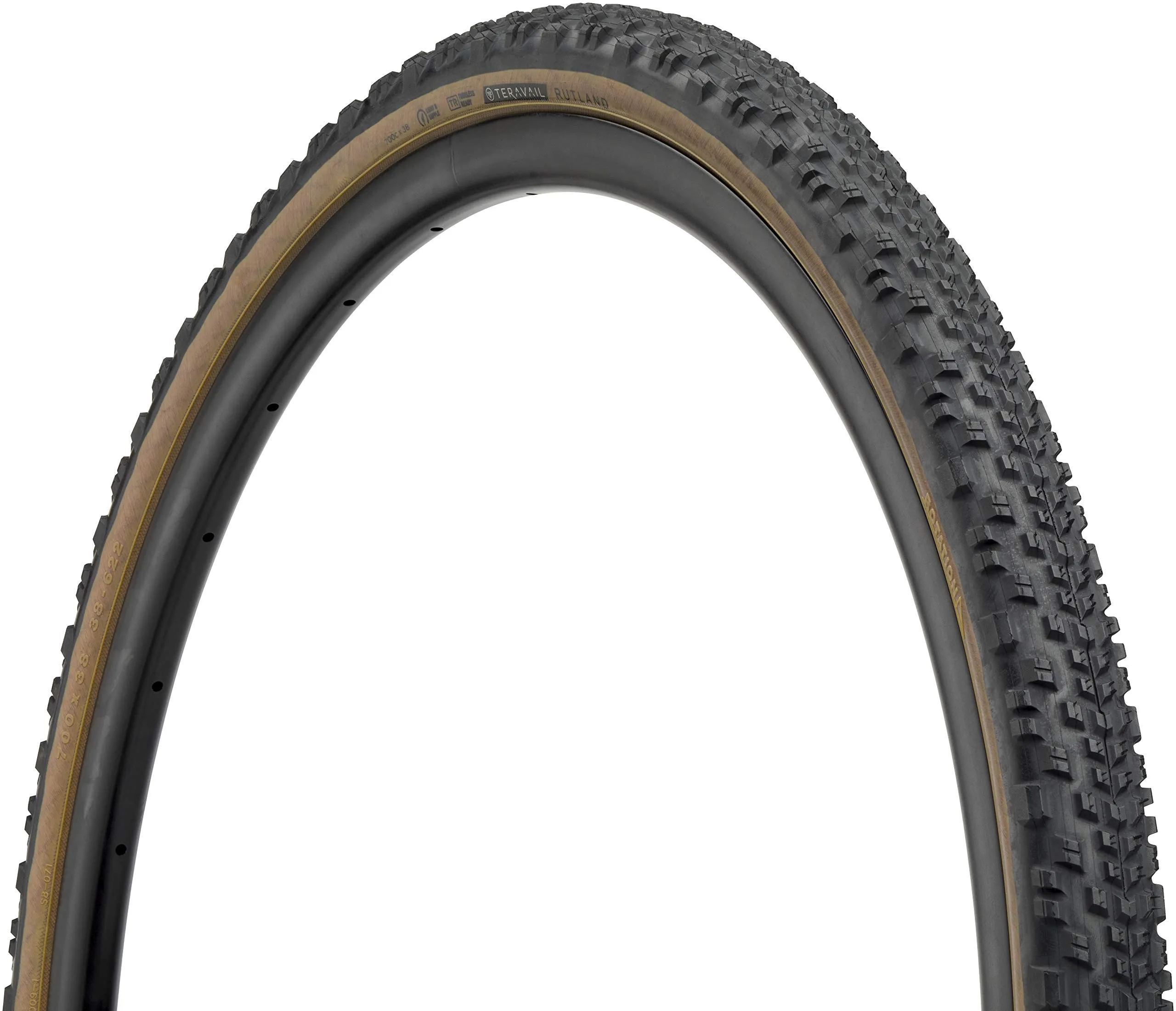 Teravail Rutland 700 x 38 Bicycle Tire - Light & Supple with Tan Sidewall for Gravel Riding