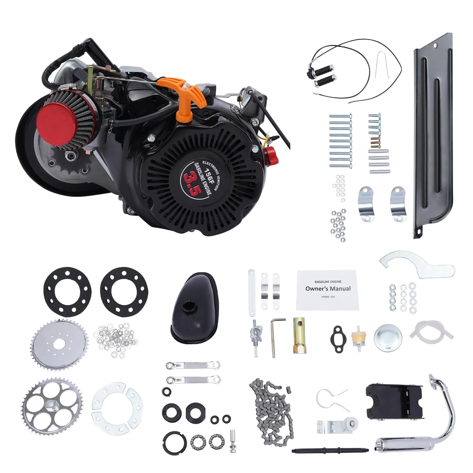 TFCFL 100CC 4-Stroke Bicycle Engine Kit for Gas Motorized Bike Conversion, Air Cooling Included
