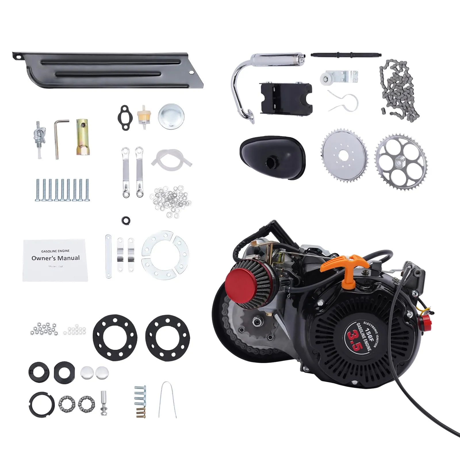 TFCFL 100CC 4-Stroke Motorized Bicycle Engine Kit for Beach Bikes - 3HP Gasoline Conversion