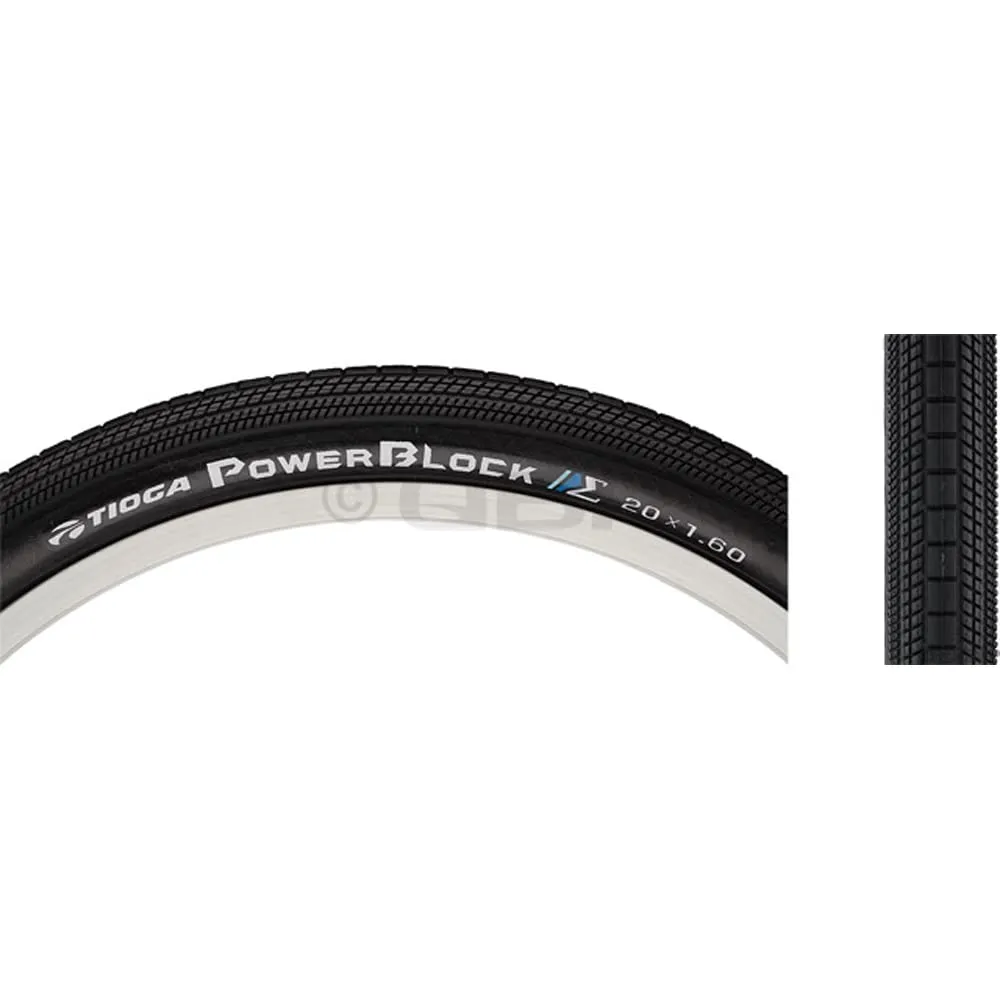 Tioga PowerBlock Wire Bead Tire 24x1.75-Inch Black/Black - Lightweight BMX Racing Tire