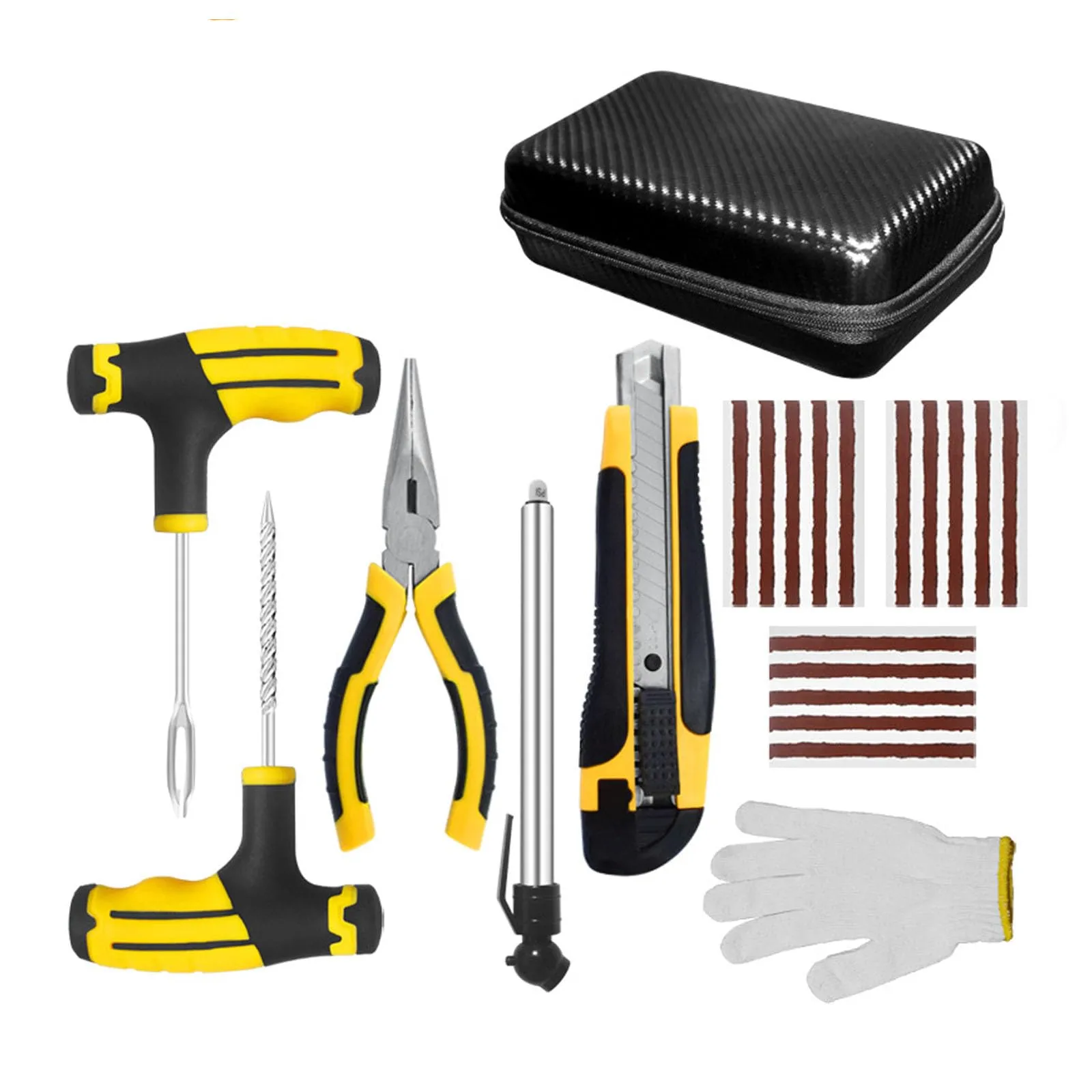 Tire Plug Repair Kit for Car & Tubeless Bike, 10 Pack Puncture Kit with Bacon Strips & Tool