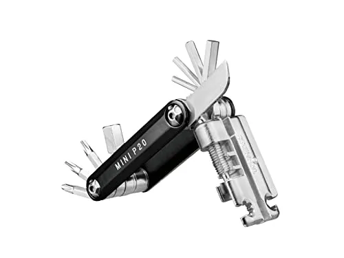 Topeak Mini P20 Multi-Tool - 20 Functions, Forged Aluminum Handle, Includes Chainlink Tool, Black