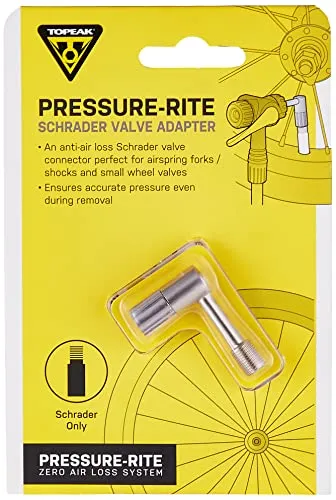 Topeak Pressure-Rite Schrader Valve Adapter - Compact, Lightweight, Accurate - Silver, 3.8 x 2.5 x 1 cm