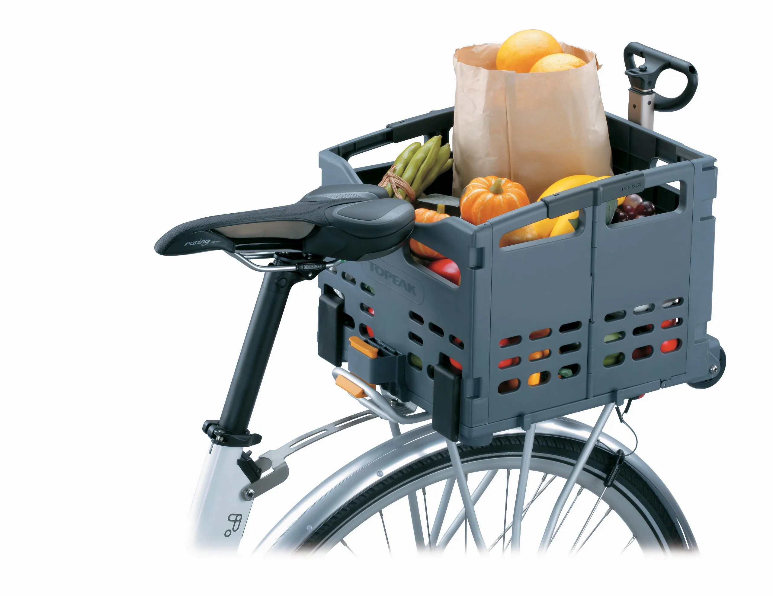 Topeak TrolleyTote Collapsible Basket with Trolley Wheels - MTX-Compatible, Large Capacity