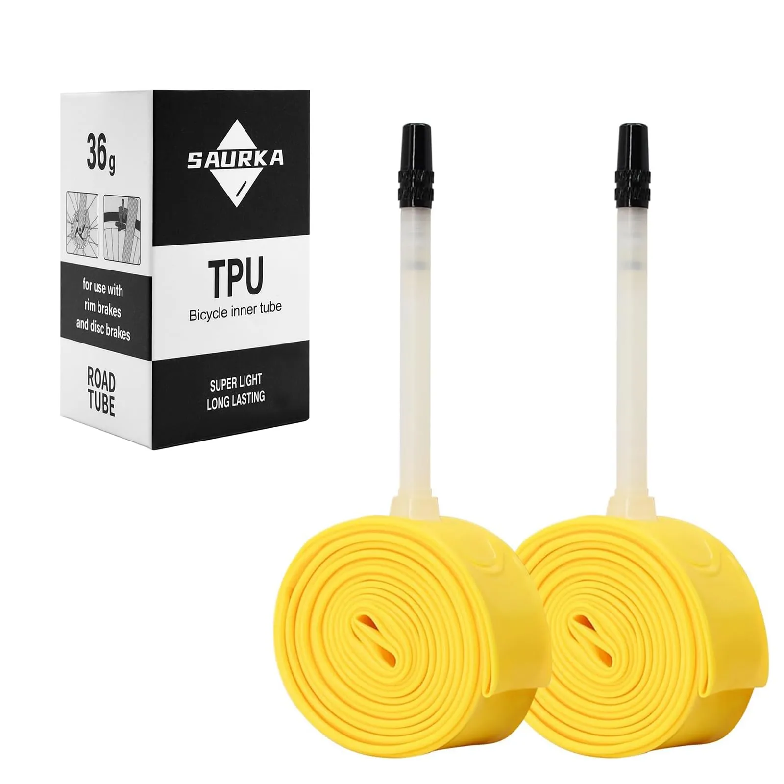 TPU Inner Tube Ultralight 36g for Road Bike Tire 700c x 18-32 with 60MM Presta Valve - 2 PCS