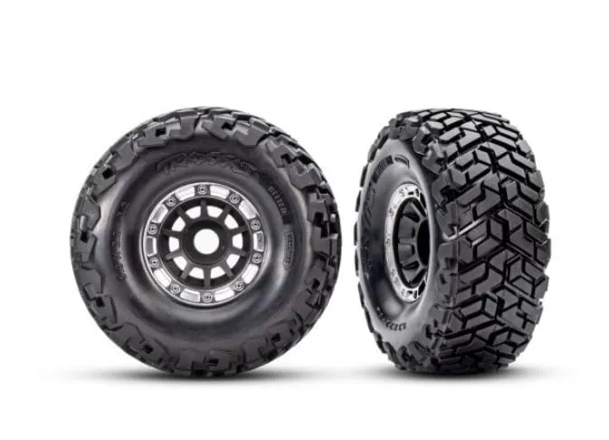 Traxxas Maxx Slash Belted Tires - Black Satin Beadlock Wheels, 17mm Splined, Foam Inserts