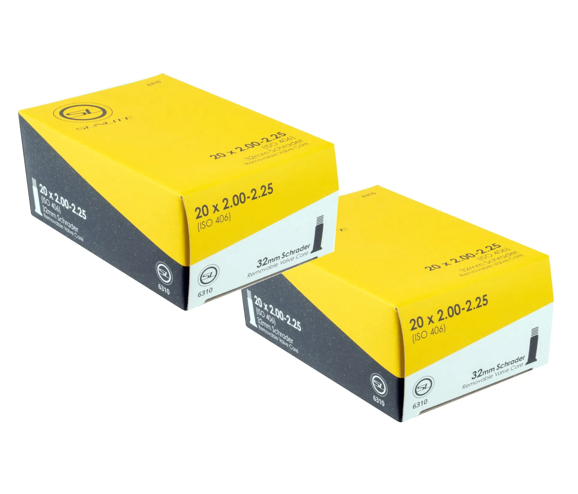 Tube 20 x 2.00-2.25 with 32mm Schrader Valve for BMX, Kids or Youth Bikes - 2 Pack