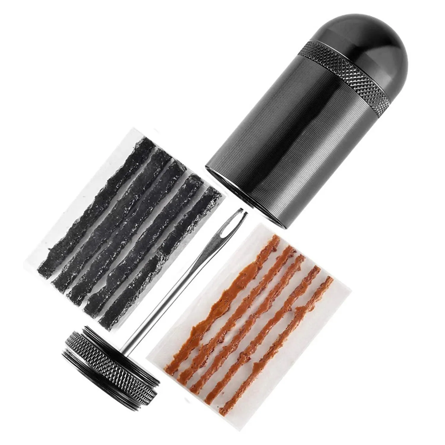 Tubeless Bike Tire Repair Kits for Road MTB, Portable Canister with 10 Repair Strips & Plug Tool