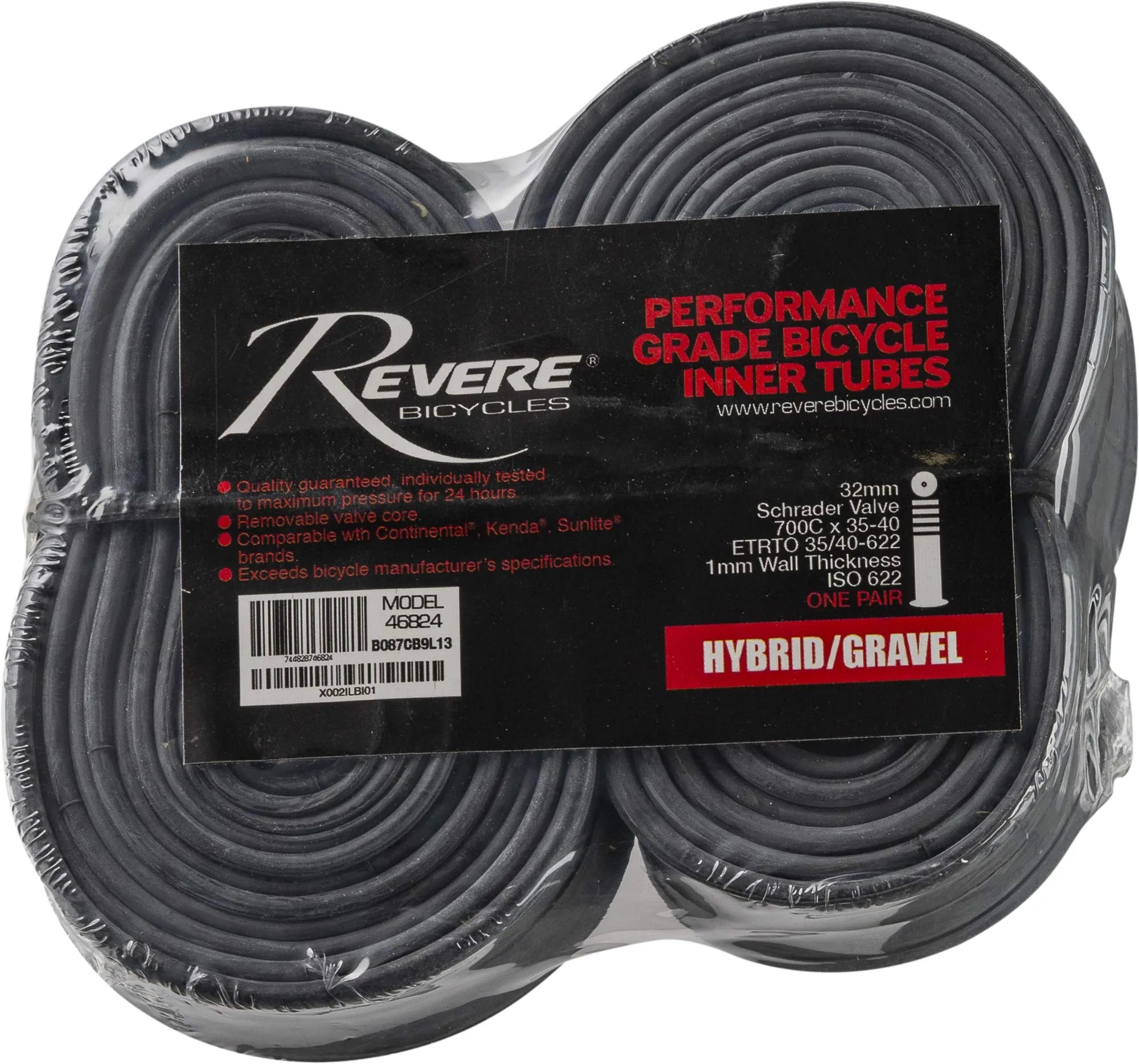 Tubes Black 700c x 35-40 with 32mm Shrader Valve - Durable, High-Quality Replacement Warranty