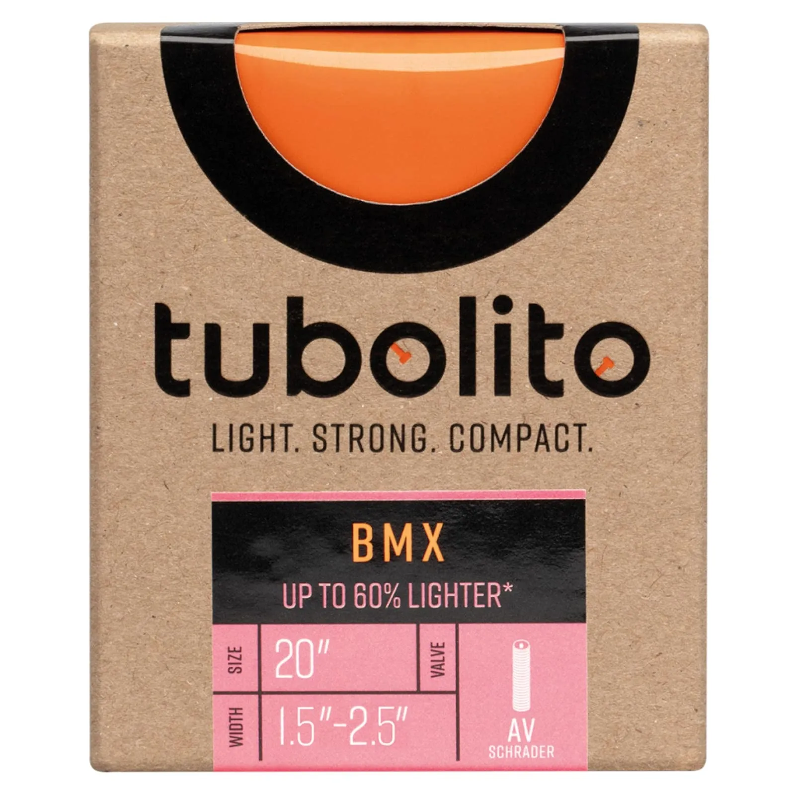 Tubolito Tubo BMX 20' 1.5-2.5' Lightweight Tube with 42mm Presta Valve in Vibrant Orange