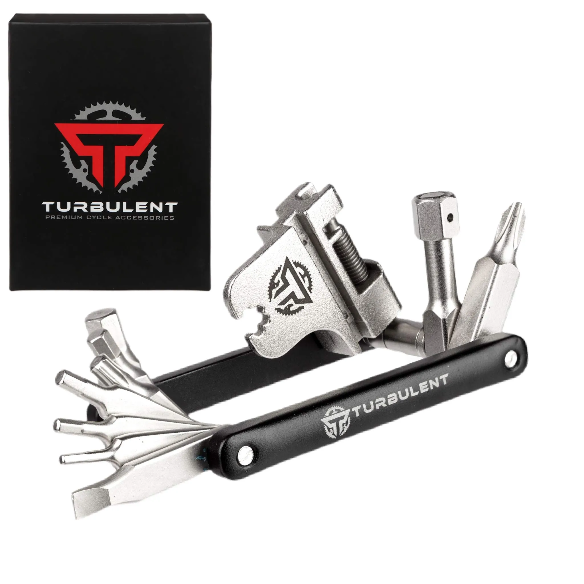 Turbulent Universal Bike Multitool 17-in-1 Portable Tool Kit with Chain Breaker & Screwdrivers