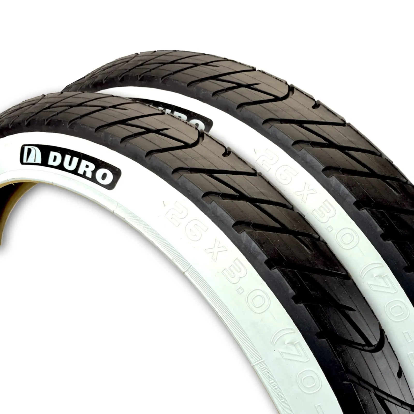 Two Duro 26x3.0 Fat Bike Tires, Whitewall Beach Bum Semi Slick Cruiser Tires for Fat Bikes