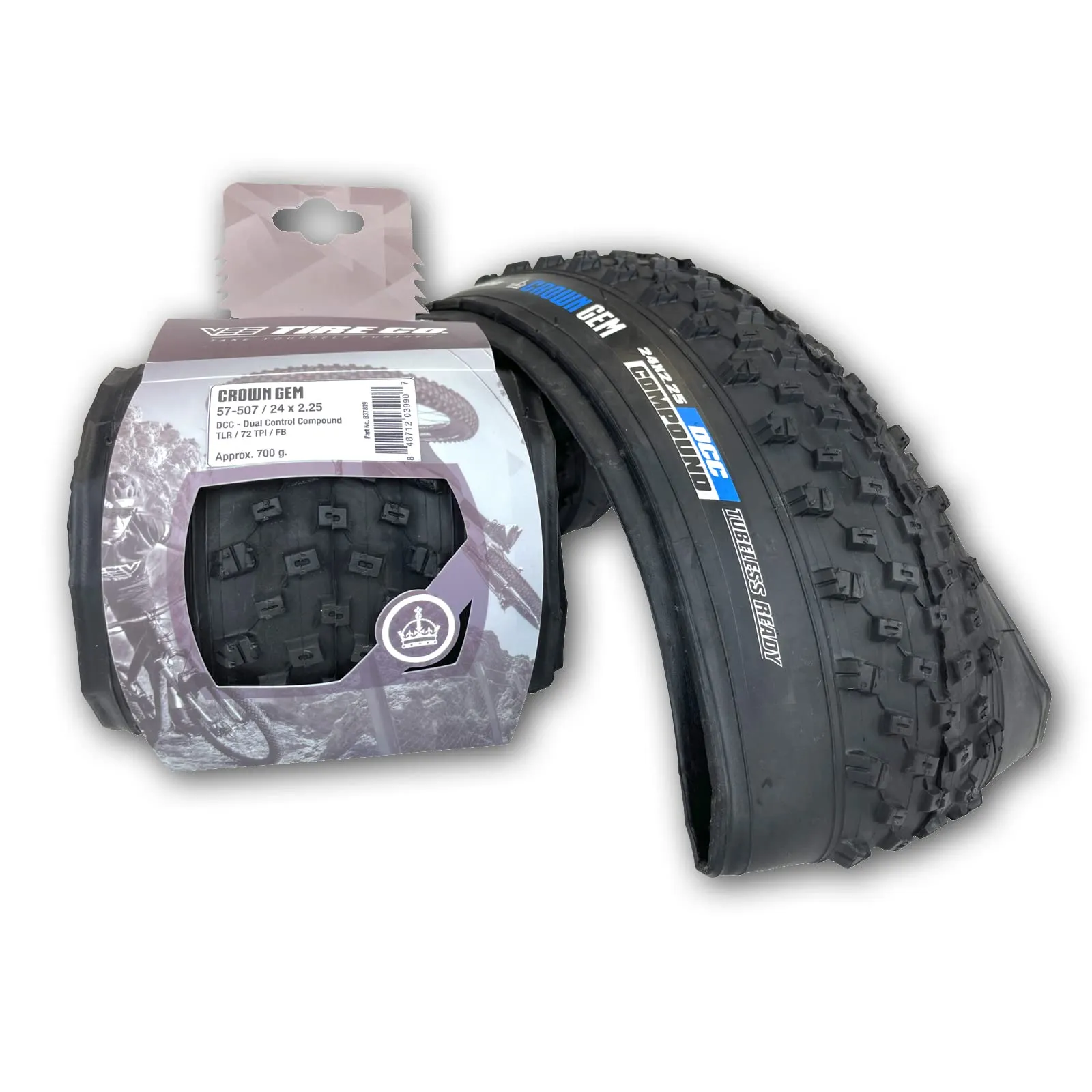 Two Vee Tire Crown GEM 24x2.25 Folding Bead Bike Tires - Dual Compound, Tubeless Ready, 700g