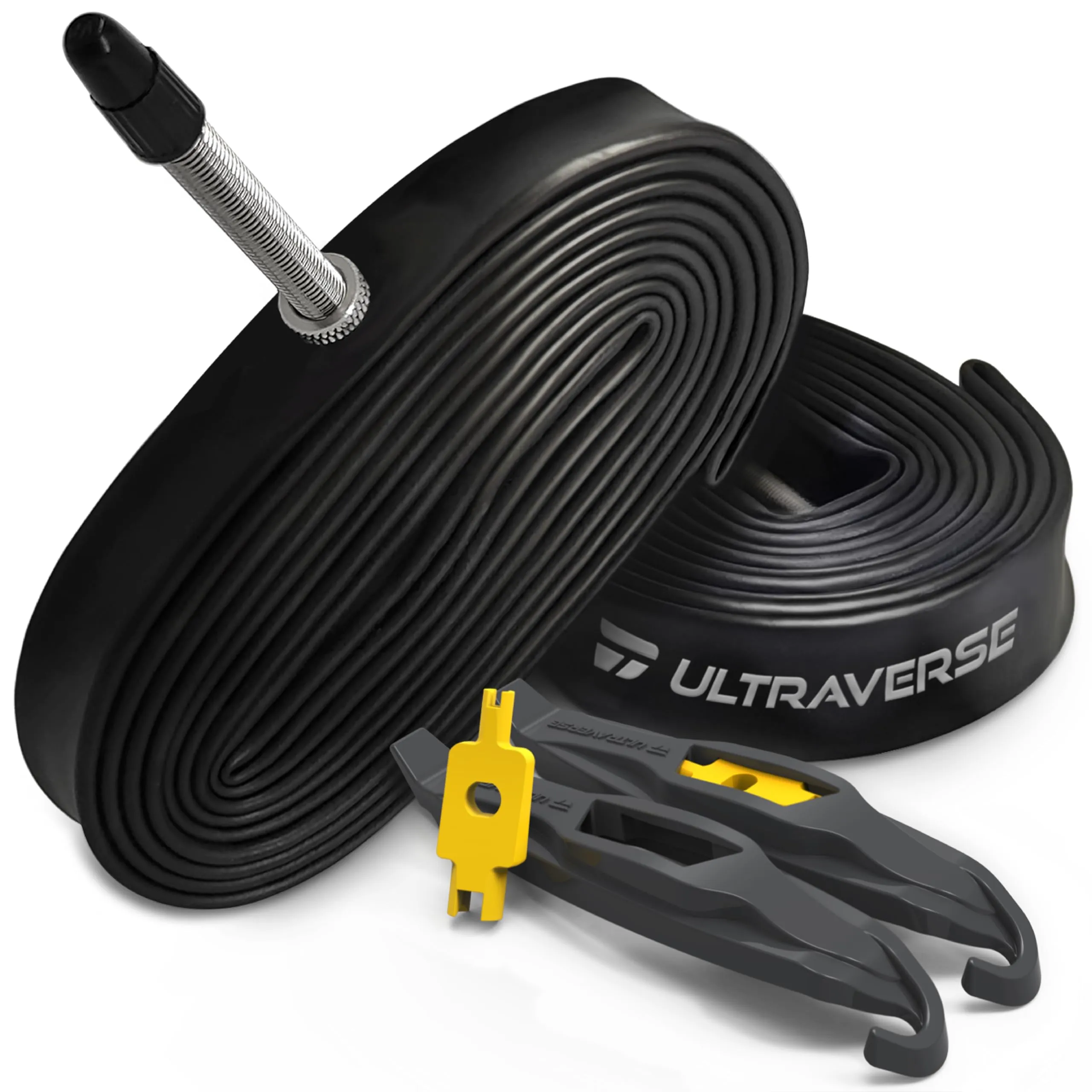 Ultraverse Bike Inner Tube 700x23-43c with 48mm Presta Valve, Puncture Resistant, 2 Tubes & Levers