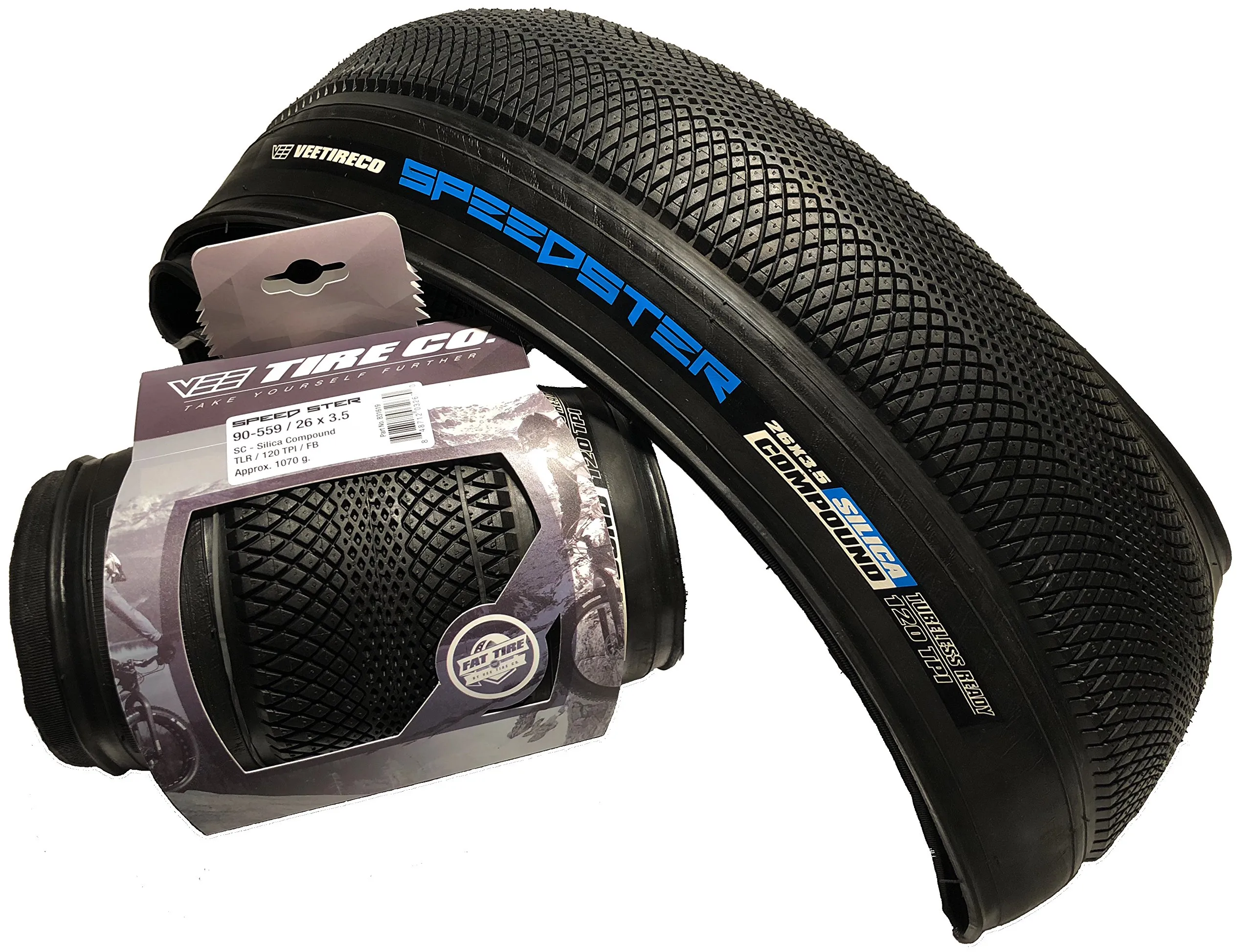 Vee 2 Tire 26x3.5 Speedster Fat Tires - Folding Bead Silica Compound for Ultimate Speed & Grip
