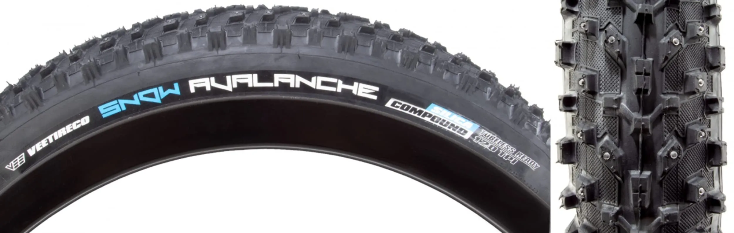 VEE Snow Avalanche 26x4.0 Studded FatBike Tire - Aggressive Tread, Low Rolling Resistance, Black