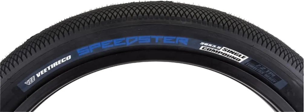 Vee Speedster Clincher Tire 26X3.5 Black - High Performance for BMX Racing and Urban Riding