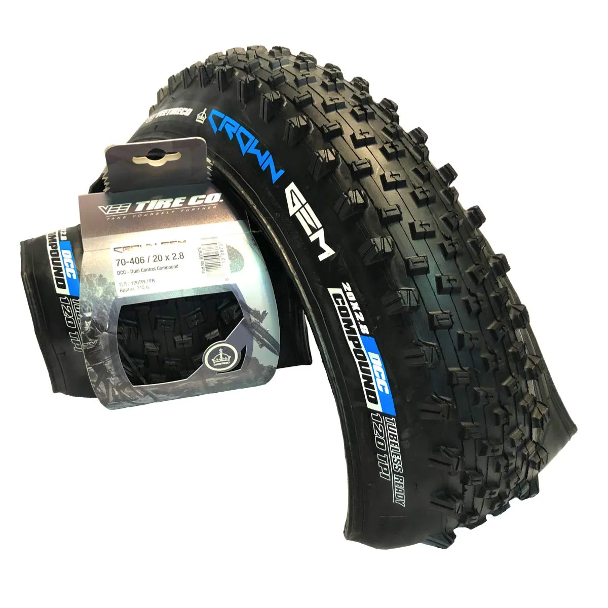 Vee Tire Crown Gem 20x2.8 Folding Bead Bike Tires - Plus Size, DCC, Tubeless Ready, Black