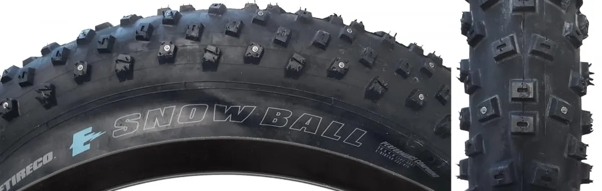 Vee Tire Snowball Fat Bike Tire 20x4.0 Studded for E-Bike, 26 TPI, Black - Ultimate Traction