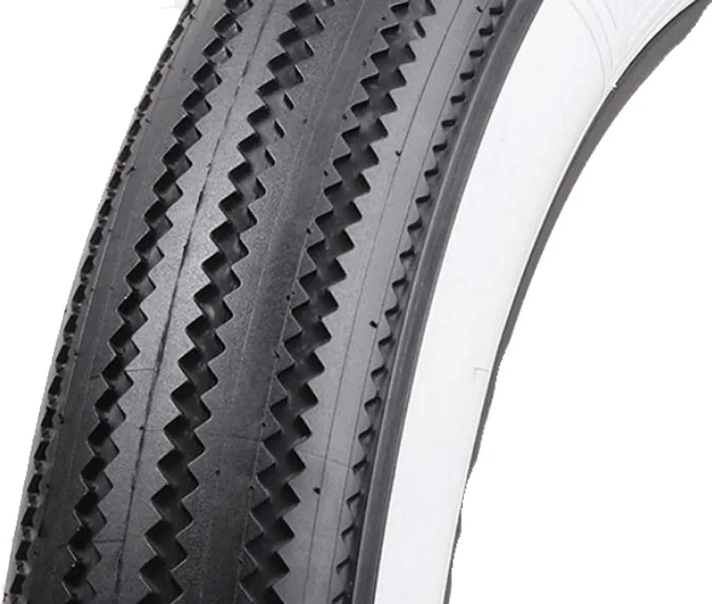 Vee Tire Zigzag FatBike Tire 26x4.0 Wire Whitewall - Classic Style Meets Modern Performance