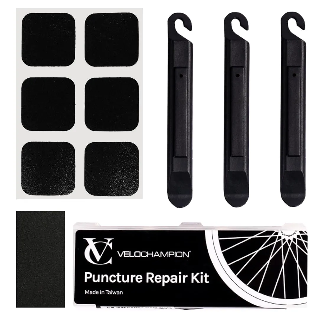 VeloChampion Bike Tube Patch Kit - Lightweight Self-Adhesive Repair Kit for Road and Mountain Bikes