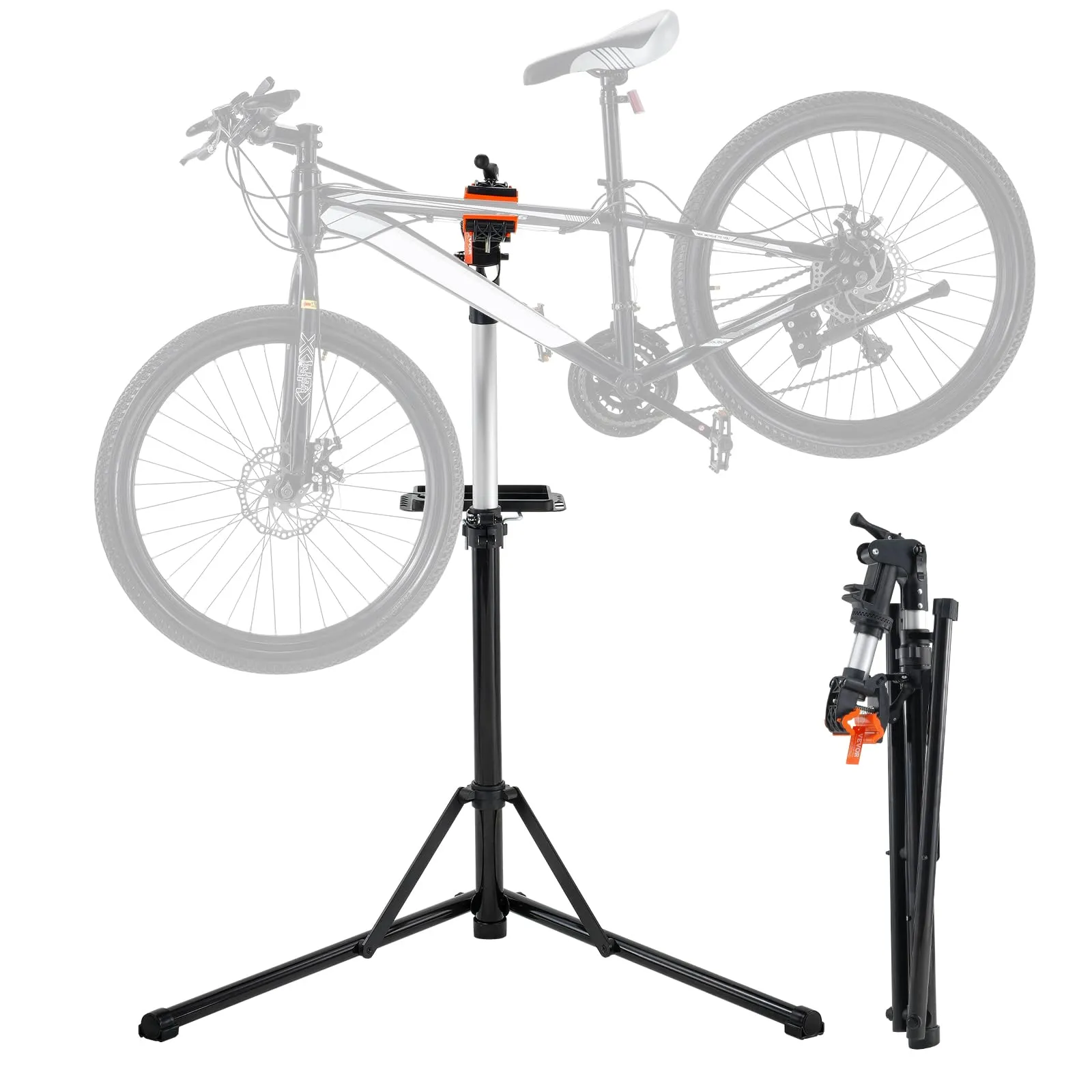 VEVOR Heavy-Duty Aluminum Bike Repair Stand, 66 lbs Adjustable Height with Magnetic Tool Tray