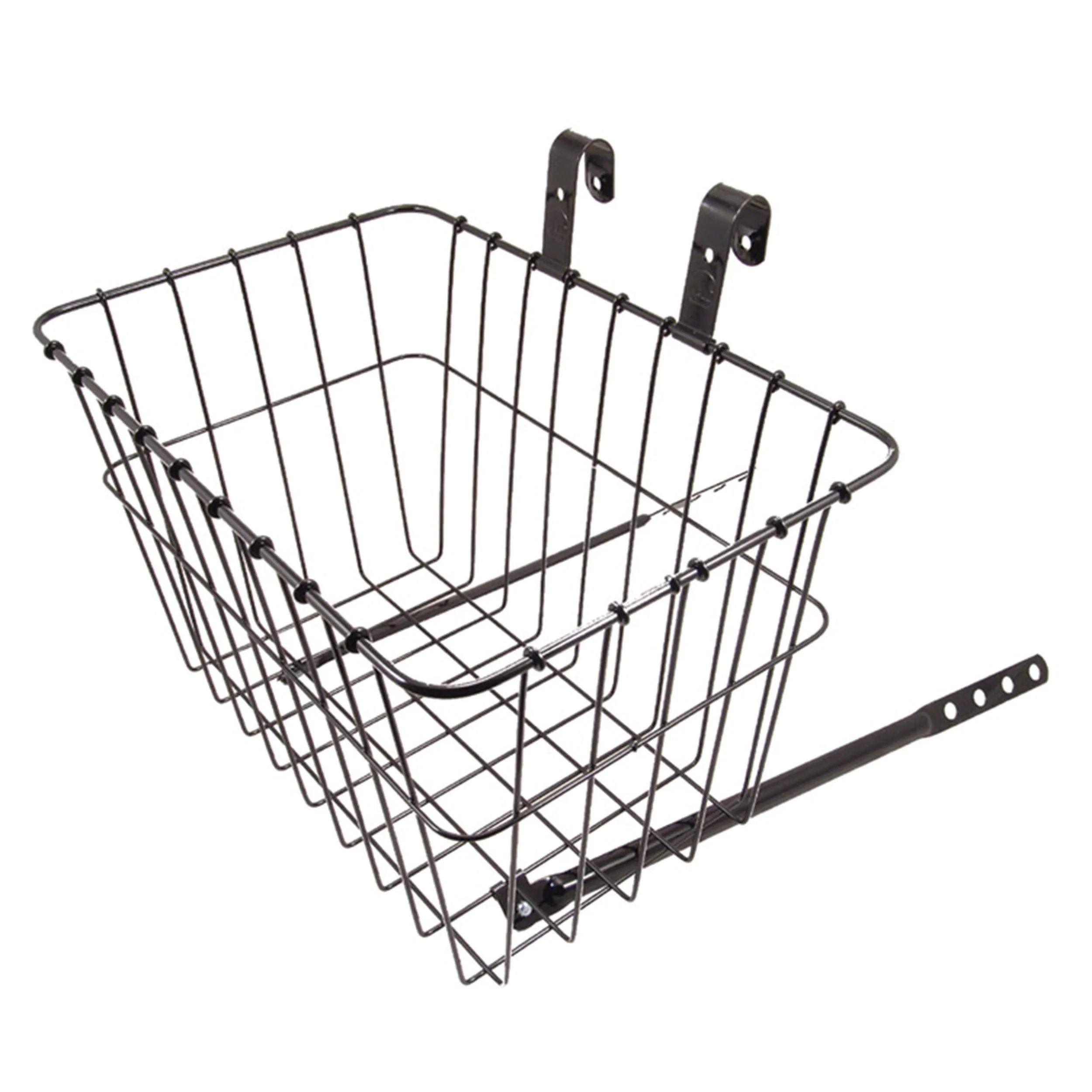 Wald 135 Front Grocery Bicycle Basket - Black, 14.5' x 9.5' x 9' with Sturdy Handlebar Mounts