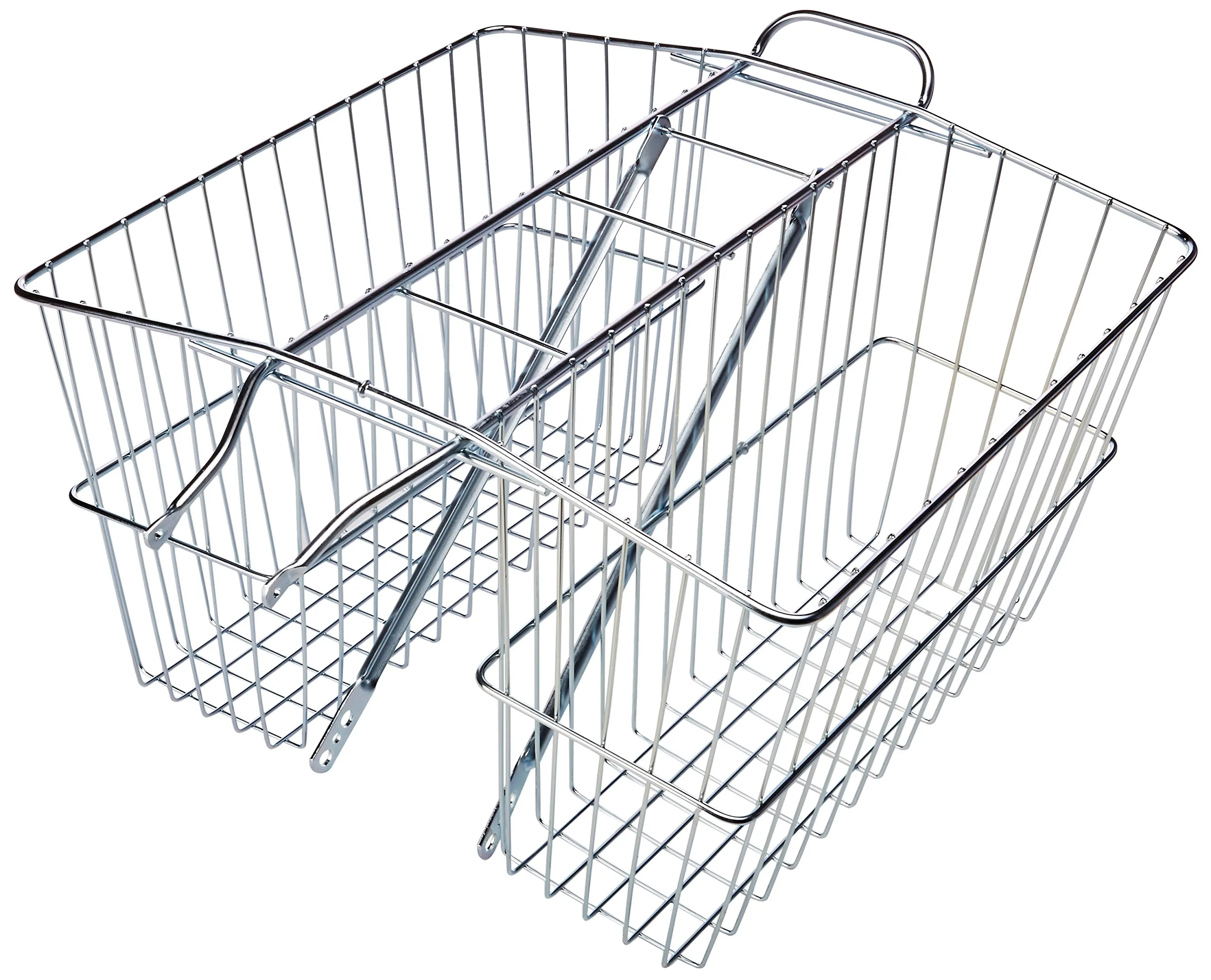 Wald 535 Rear Twin Bicycle Carrier Basket - Chrome or Gloss Black, 18'x7.5'x12', Durable Design