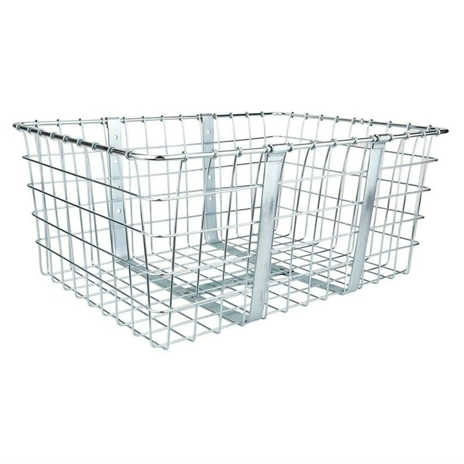 Wald 57 Bicycle Basket, Chrome, 21' x 15' x 9' - Durable Steel Construction, No Hardware Included