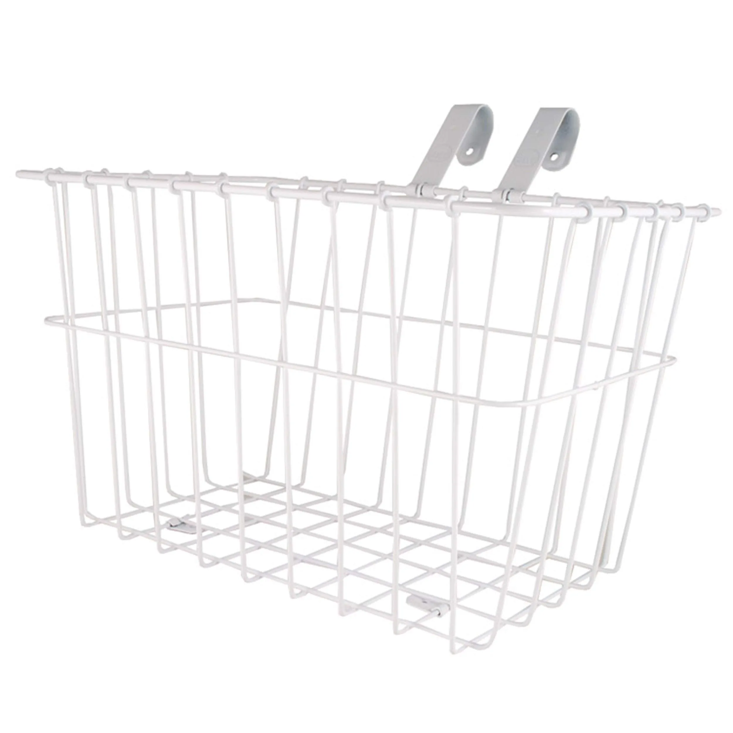 Wald Front Grocery Bicycle Basket 14.5x9.5x9 in White - Sturdy Handlebar Holder for Cycling