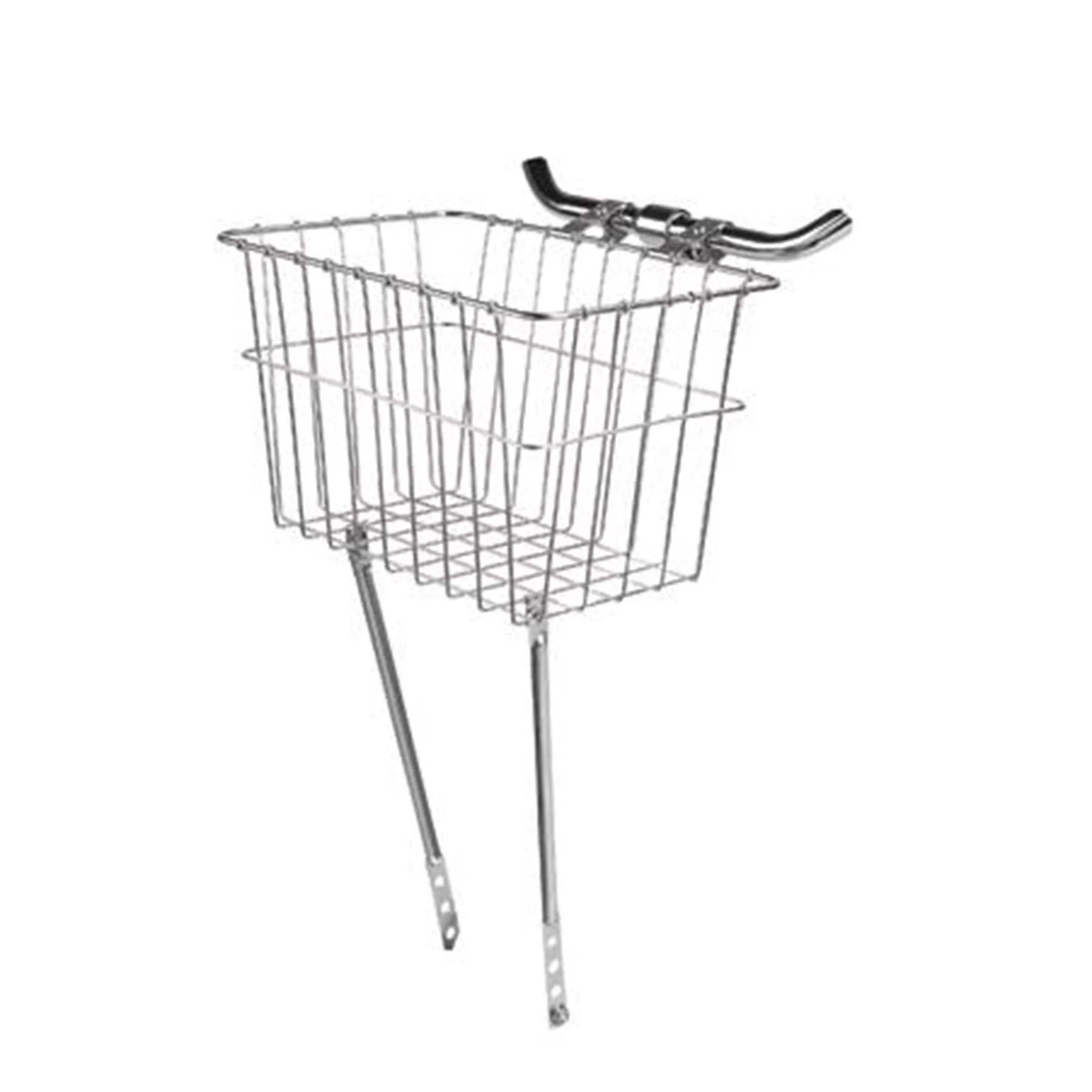 Wald Front Grocery Bicycle Basket 9' Deep Silver Finish, Perfect for Two Liters & Snacks